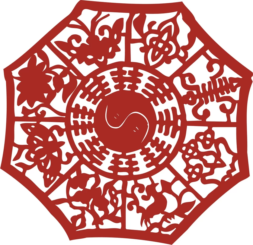 中国风中式传统喜庆民俗人物动物窗花剪纸插画边框AI矢量PNG素材【672】